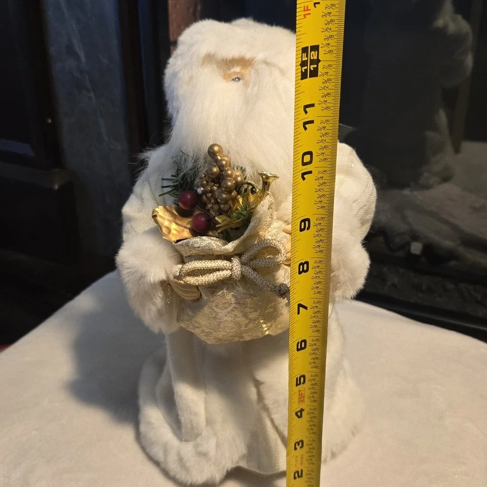 Vintage White Winter Santa Claus Figure 12